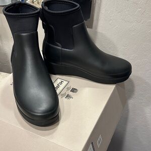 Hunter Neo Chelsea Black Ankle Rain Boots